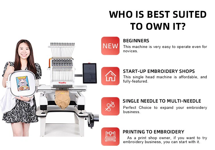 Hot Sale 240*400mm 1 Head T-Shirt Embroidery Machine 15 Needles Computer Automatic Flat Embroidery Function New Motor Included suppliers